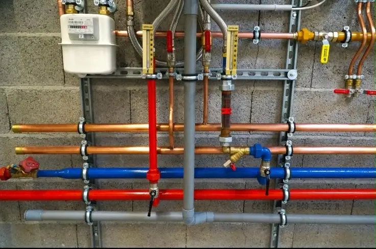 Réseau de tuyauterie chauffage et gaz installé par SDR Plomberie La Baule